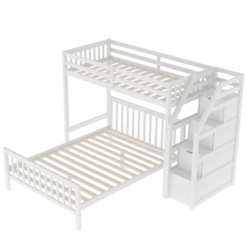 Lit mezzanine double sur grand format avec escalier