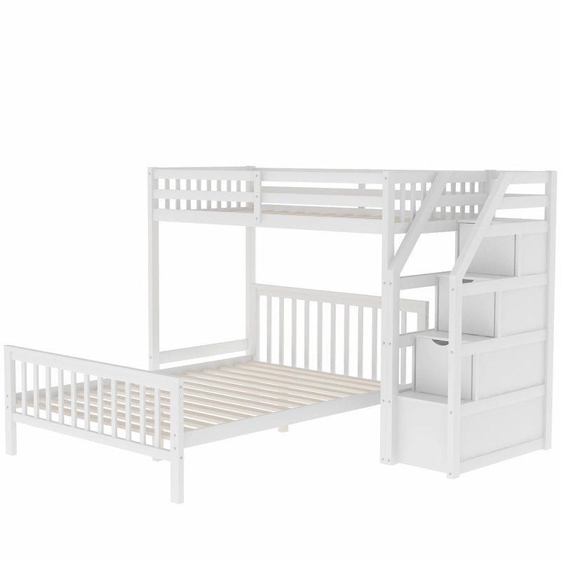 Lit mezzanine double sur grand format avec escalier
