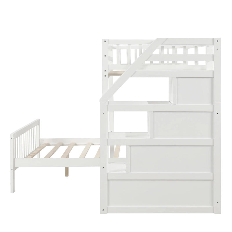 Lit mezzanine double sur grand format avec escalier