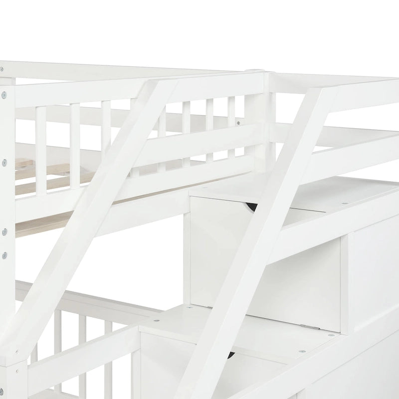 Lit mezzanine double sur grand format avec escalier