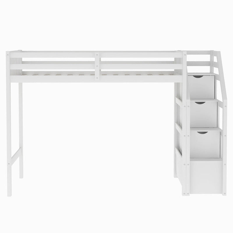 Lit mezzanine double sur grand format avec escalier