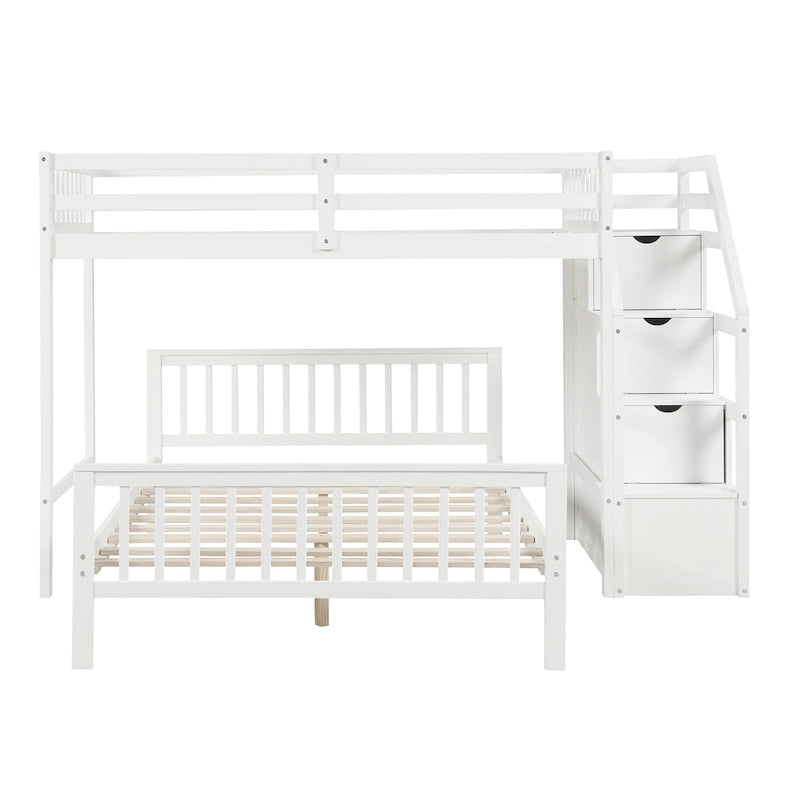 Lit mezzanine double sur grand format avec escalier