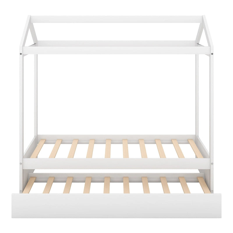 Lit cabane en bois double avec lit gigogne, lit gigogne extractible