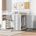 Lit mezzanine complet avec poste de travail, armoire, bureau et tiroirs