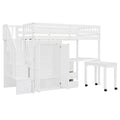 Twin Loft Bed with Staircase, Study Station & 5-in-1 Storage
