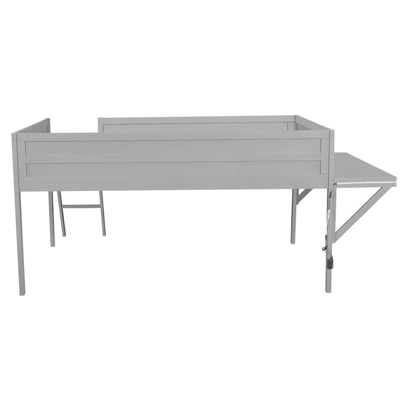 Lit mezzanine Gaming en bois massif avec bureau et rangements intégrés et éclairage LED