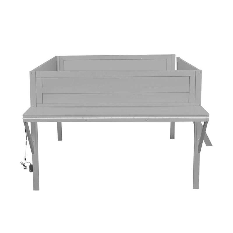 Lit mezzanine Gaming en bois massif avec bureau et rangements intégrés et éclairage LED