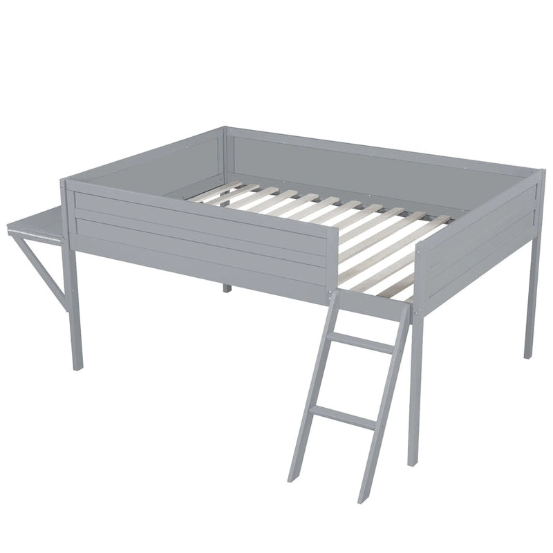 Lit mezzanine Gaming en bois massif avec bureau et rangements intégrés et éclairage LED