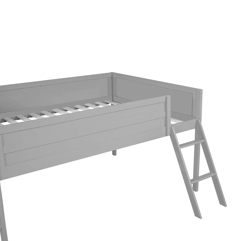 Lit mezzanine Gaming en bois massif avec bureau et rangements intégrés et éclairage LED