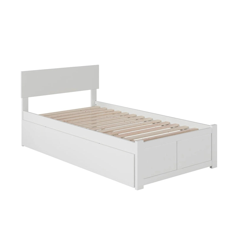 Orlando Platform Bed with Footboard and Twin Trundle Bed