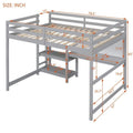 Full Size Wooden Loft Bed with Shelves, Desk and Writing Board