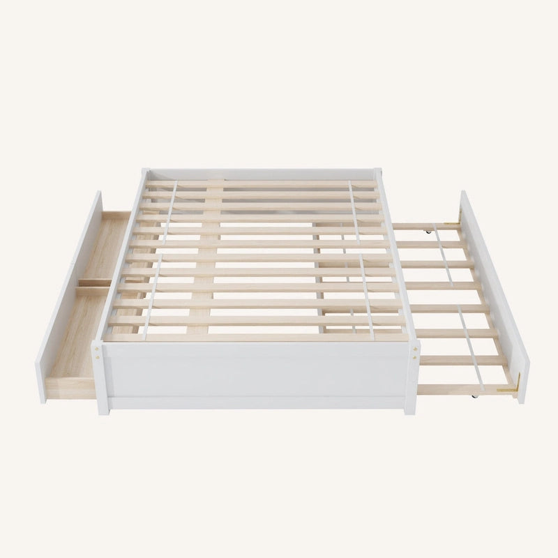 Lit double avec lit gigogne simple et 2 tiroirs
