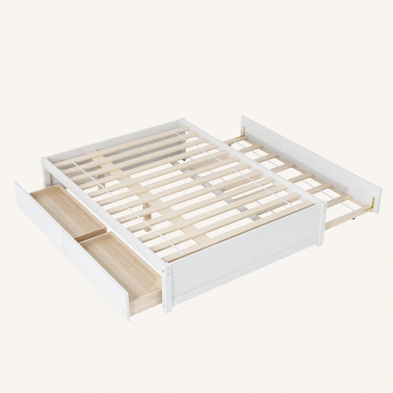 Lit double avec lit gigogne simple et 2 tiroirs