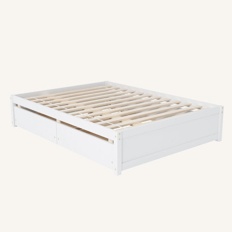 Lit double avec lit gigogne simple et 2 tiroirs