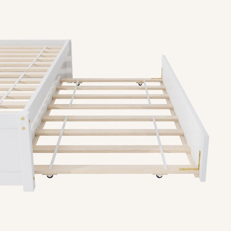 Lit double avec lit gigogne simple et 2 tiroirs