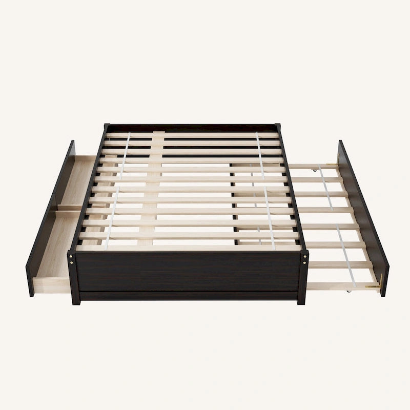 Lit double avec lit gigogne simple et 2 tiroirs