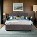 Lit Queen Size avec 2 tiroirs de rangement et un lit gigogne Twin XL, cadre de lit plateforme capitonné avec tête de lit capitonnée