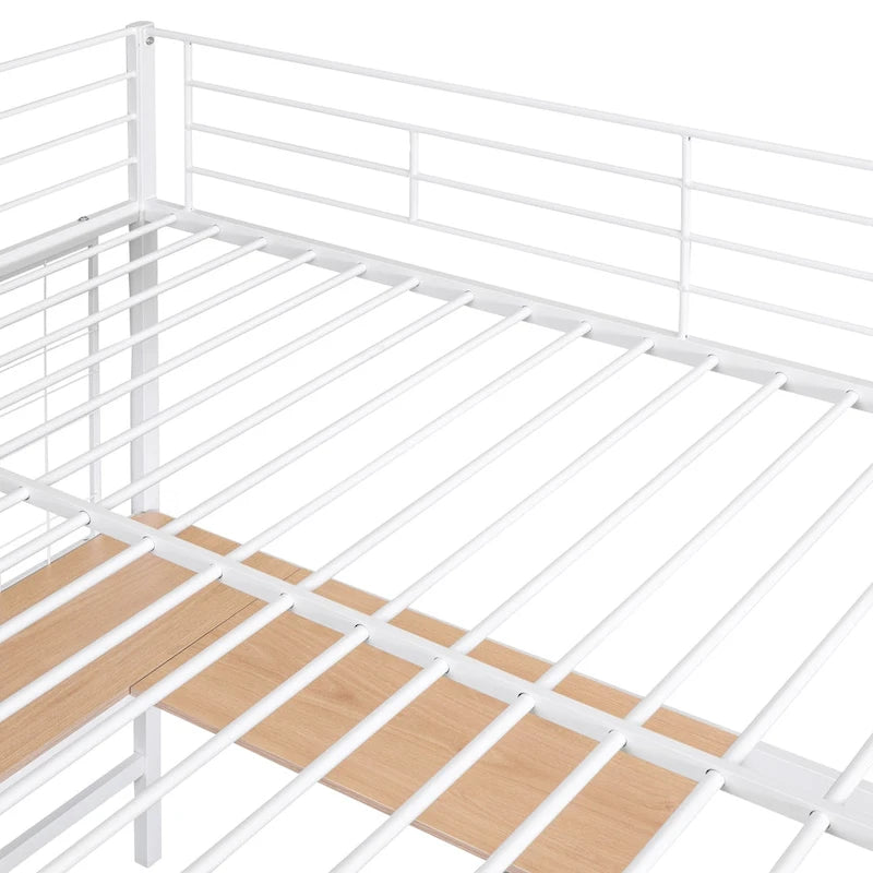 Lit mezzanine en métal avec bureau et grille métallique, Noir