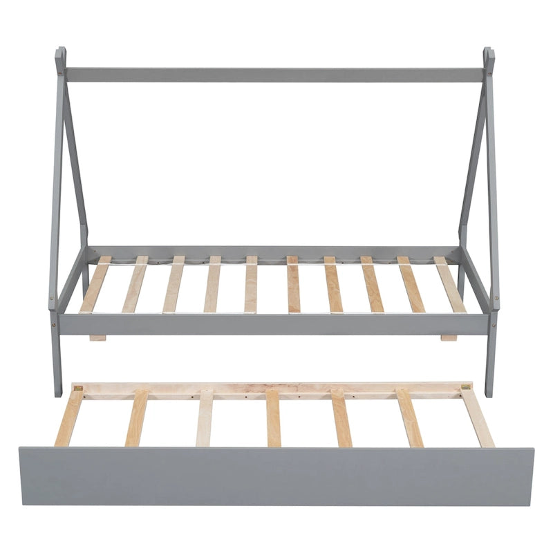 Lit au sol pour tente, taille double, avec lit gigogne