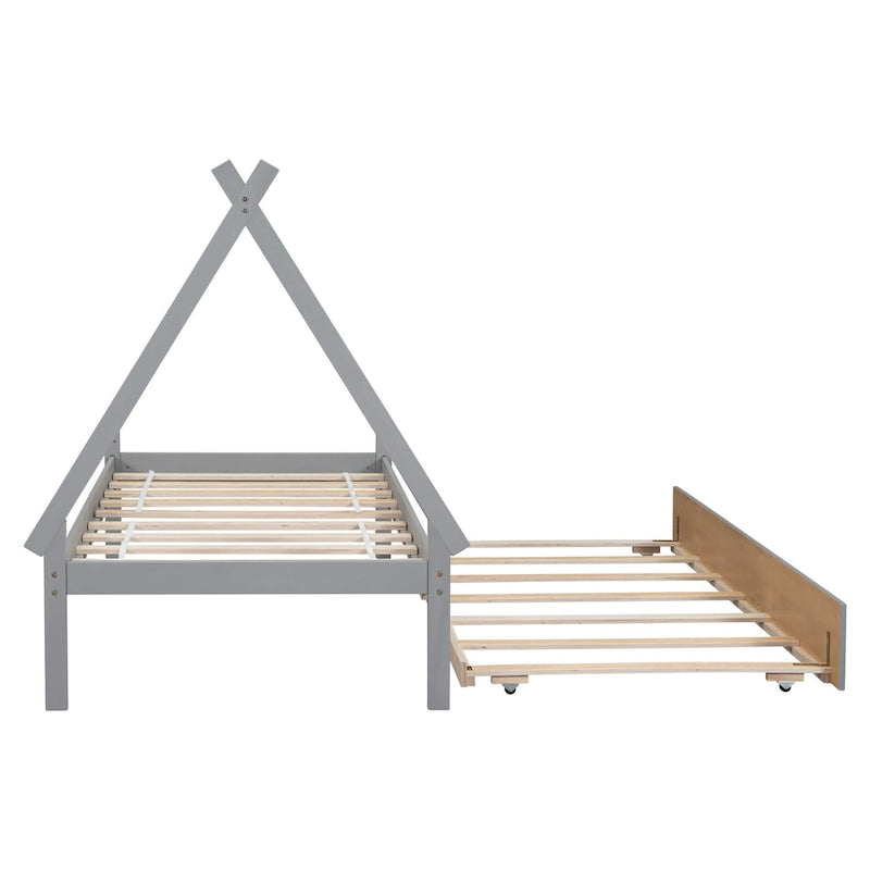 Lit au sol pour tente, taille double, avec lit gigogne