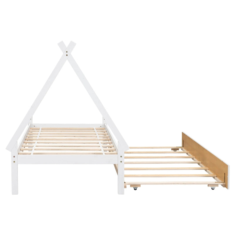 Lit au sol pour tente, taille double, avec lit gigogne