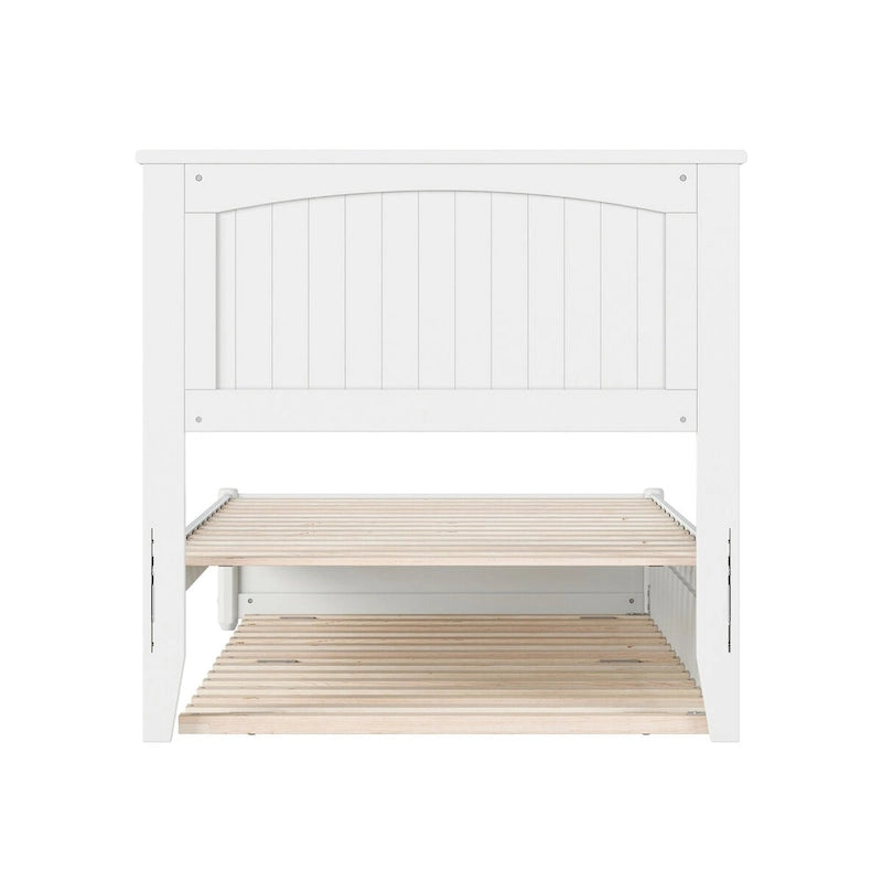 Lit plateforme avec pied de lit à panneau et lit gigogne double XL