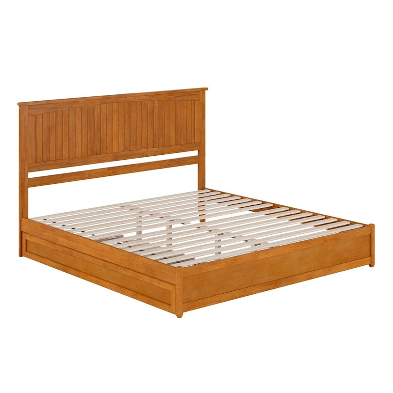 Lit plateforme avec pied de lit à panneau et lit gigogne double XL