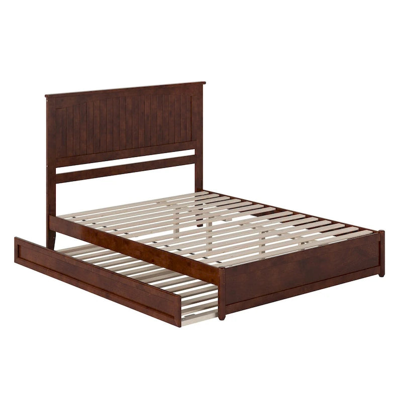 Lit plateforme avec pied de lit à panneau et lit gigogne double XL