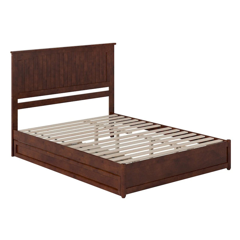 Lit plateforme avec pied de lit à panneau et lit gigogne double XL