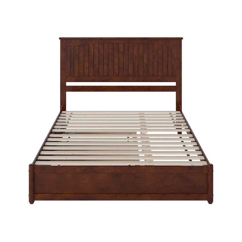 Lit plateforme avec pied de lit à panneau et lit gigogne double XL