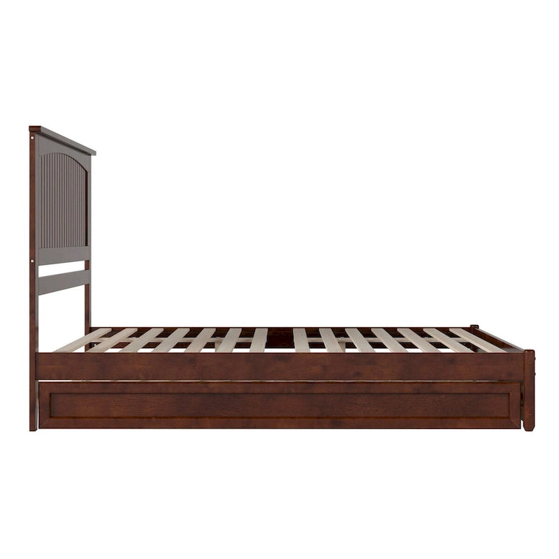 Lit plateforme avec pied de lit à panneau et lit gigogne double XL