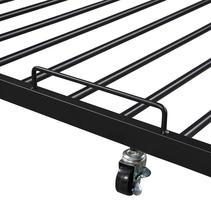 Lit plateforme en métal queen size avec lit gigogne, ports USB, pas besoin de sommier tapissier