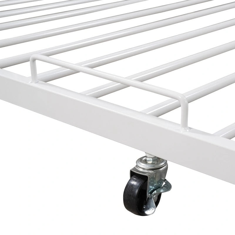 Lit plateforme en métal queen size avec lit gigogne, ports USB, pas besoin de sommier tapissier