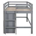 Nestfair Twin Size Loft Bed with 4 Drawers, Underneath Cabinet and Shelves