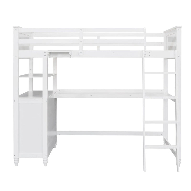 Lit mezzanine double avec tiroirs et bureau