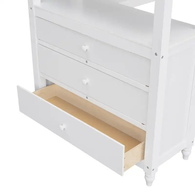Lit mezzanine double avec tiroirs et bureau