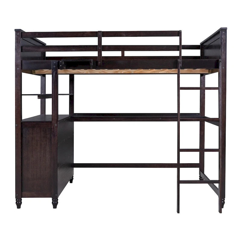 Lit mezzanine double avec tiroirs et bureau