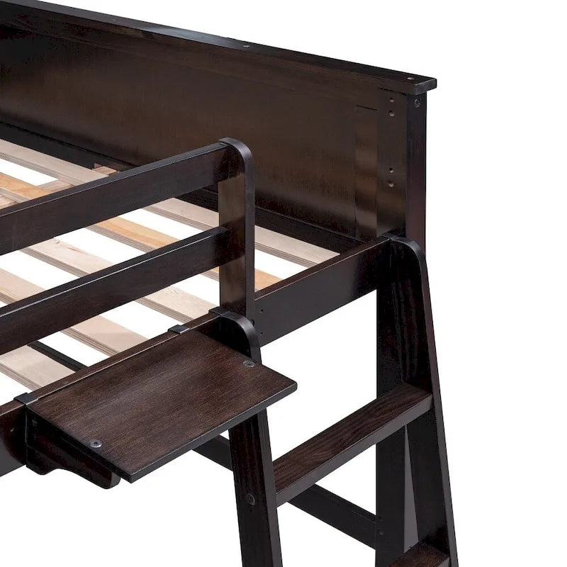 Lit mezzanine double avec tiroirs et bureau