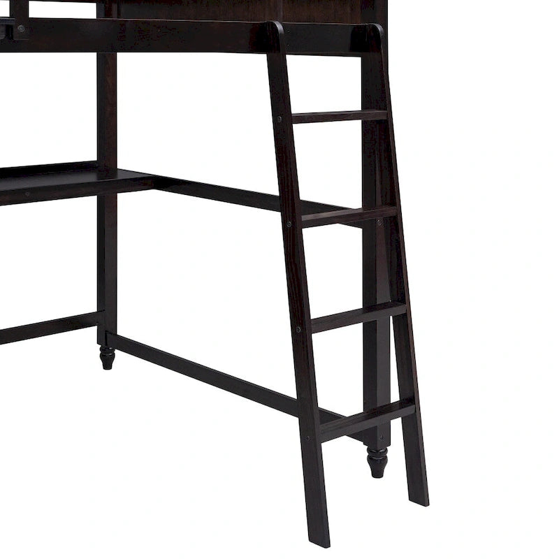 Lit mezzanine double avec tiroirs et bureau