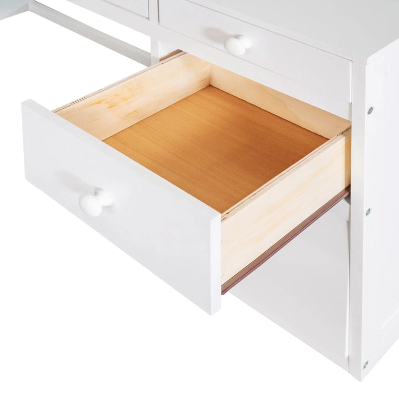 Lit mezzanine avec échelle, étagères et bureau