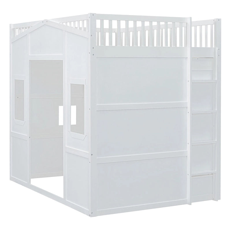 Lit mezzanine pleine grandeur avec échelle et armoire