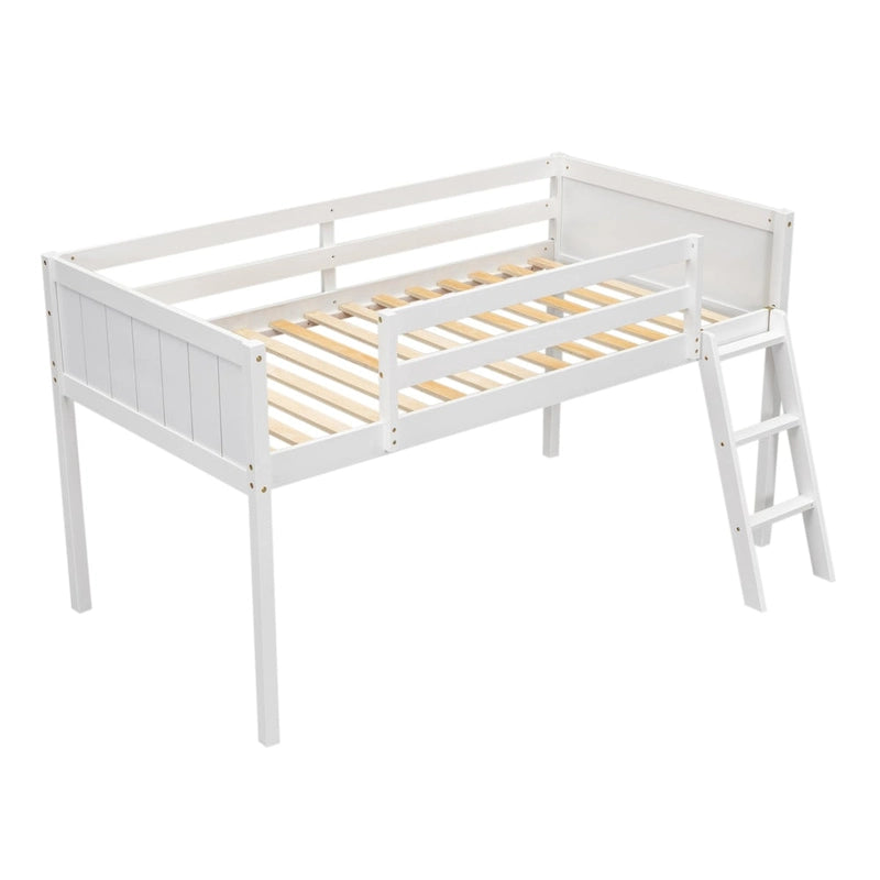 Lit bas mezzanine en bois simple avec échelle