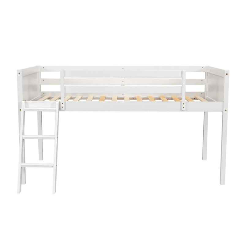 Lit bas mezzanine en bois simple avec échelle