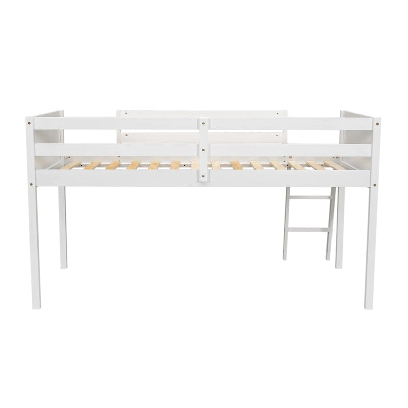 Lit bas mezzanine en bois simple avec échelle