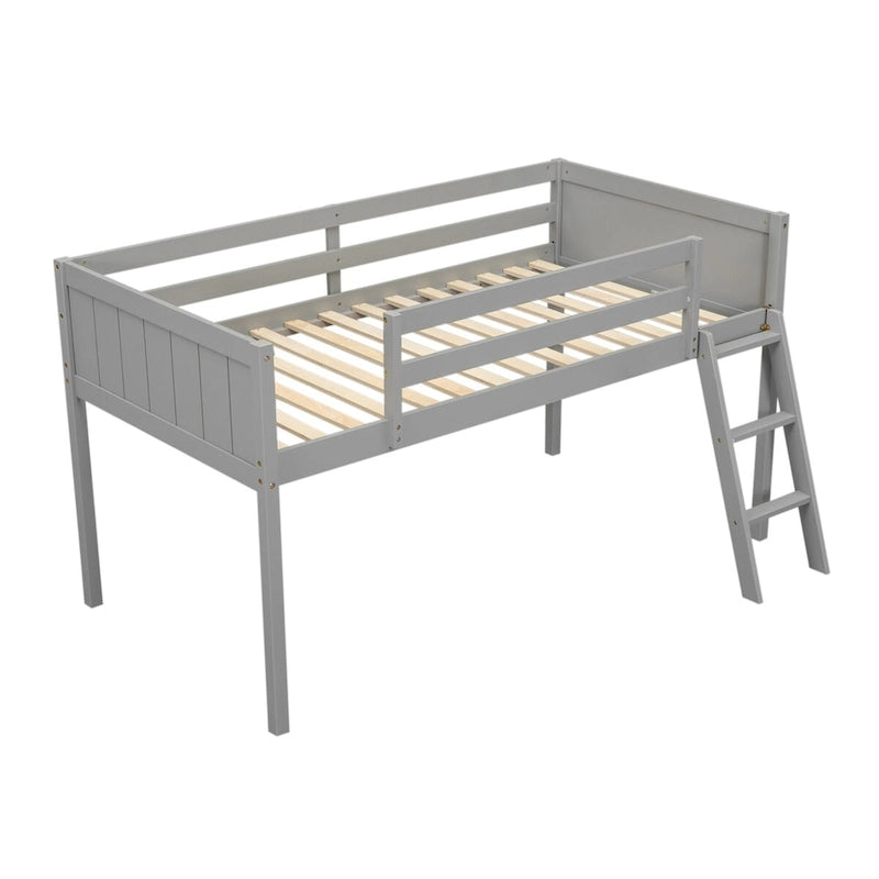 Lit bas mezzanine en bois simple avec échelle