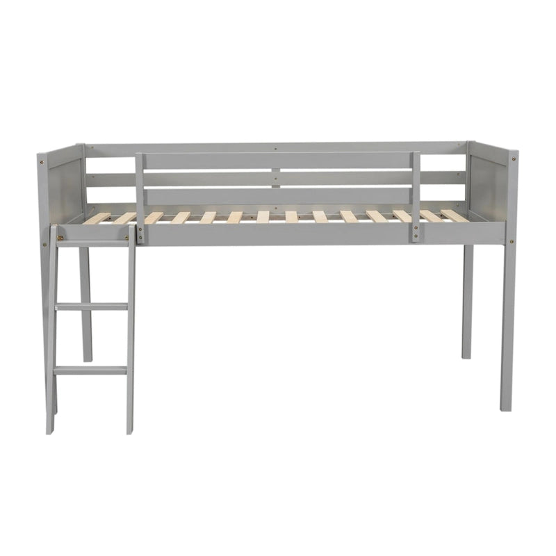 Lit bas mezzanine en bois simple avec échelle