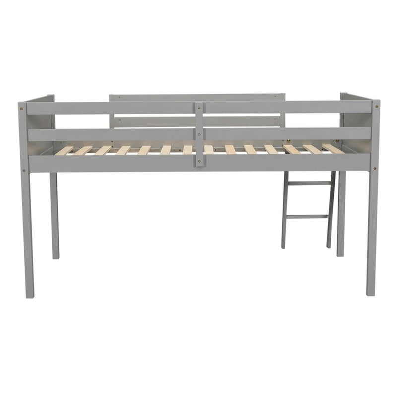 Lit bas mezzanine en bois simple avec échelle