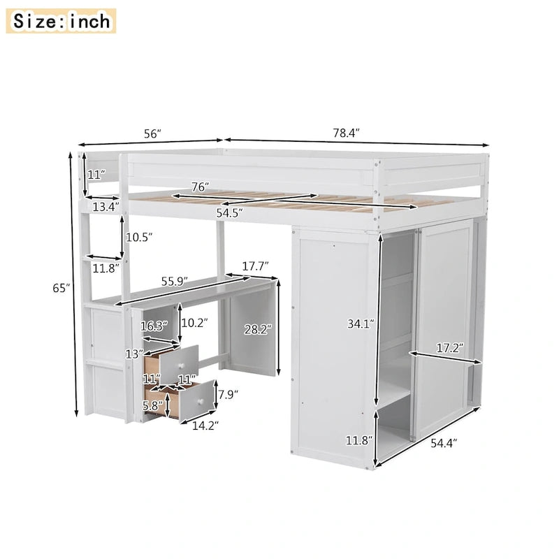 Bois avec armoires et bureau à 2 tiroirs avec meuble de rangement