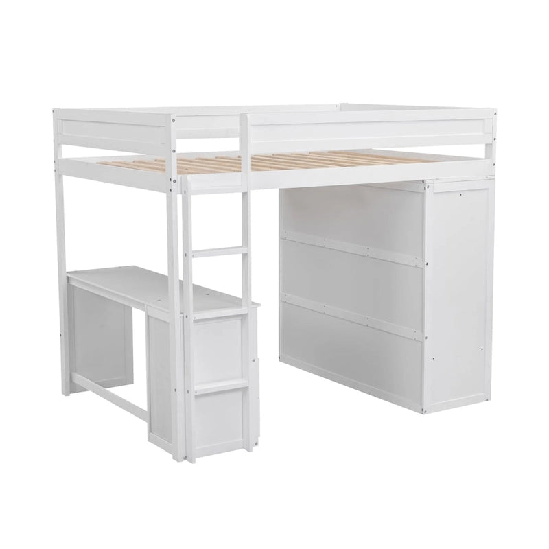 Bois avec armoires et bureau à 2 tiroirs avec meuble de rangement