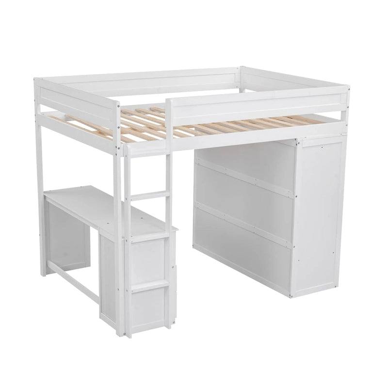 Bois avec armoires et bureau à 2 tiroirs avec meuble de rangement